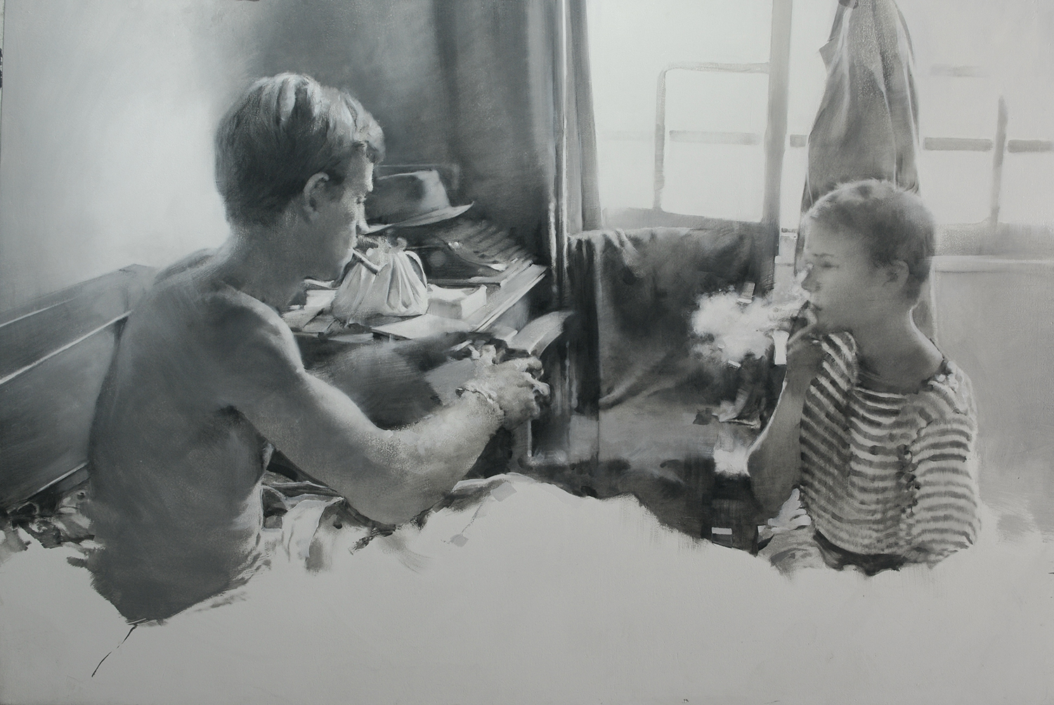 Interior with two figures  - Interrupted painting No 9 erstellt 2018