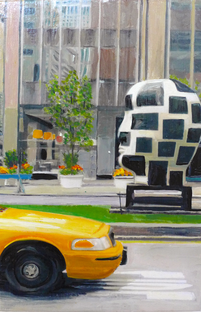Taxifront mit Kopfskulptur erstellt 2008